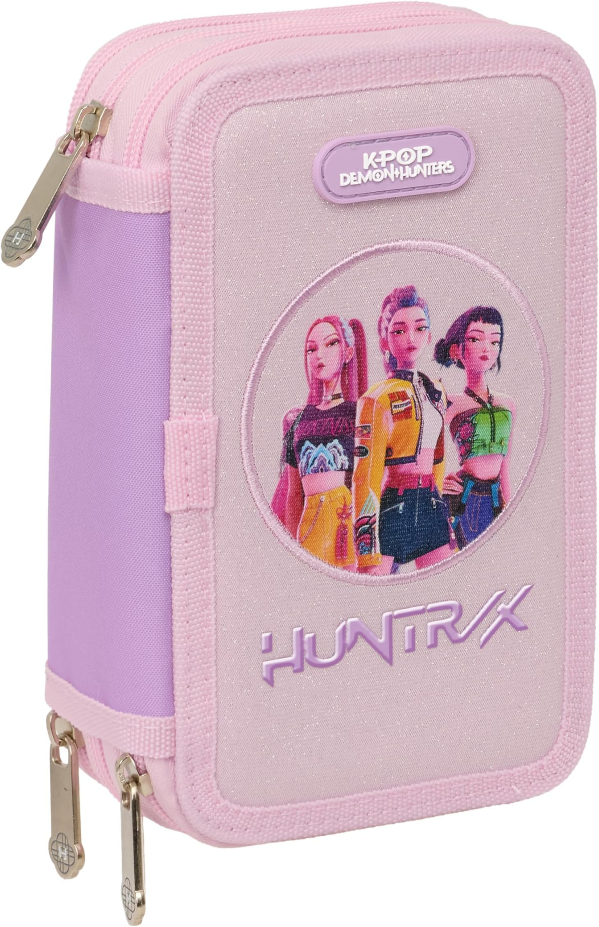 Astuccio 3 Zip Scuola Huntrix Kpop Demon Hunters Multiscomparto Portacolori - 7857