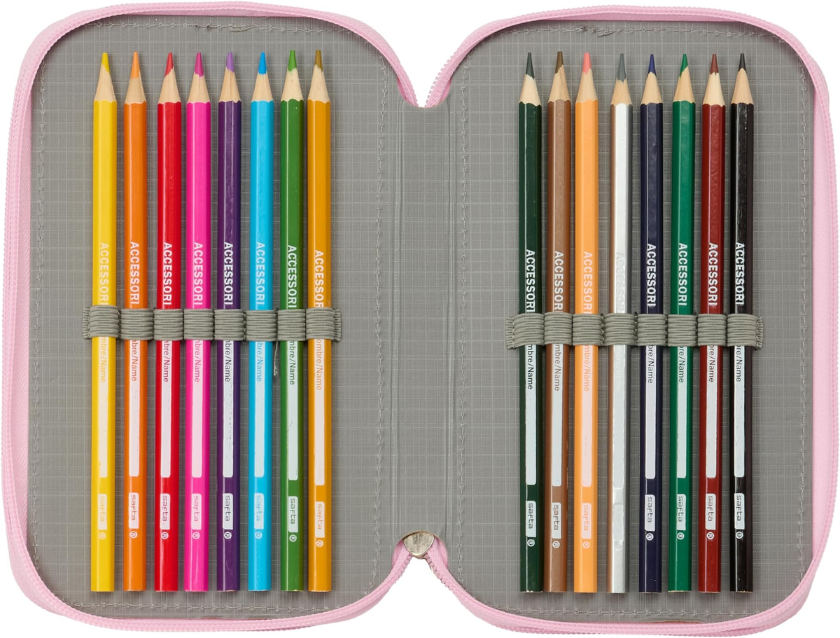 Astuccio 3 Zip Scuola Huntrix Kpop Demon Hunters Multiscomparto Portacolori - 7857