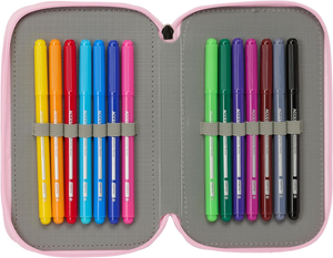 Astuccio 3 Zip Scuola Huntrix Kpop Demon Hunters Multiscomparto Portacolori - 7857