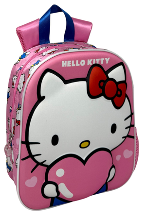 Zaino Asilo 3d Hello Kitty Sanrio Borsa 31 CM con Charm Cuore e Tasca Laterale - 09606
