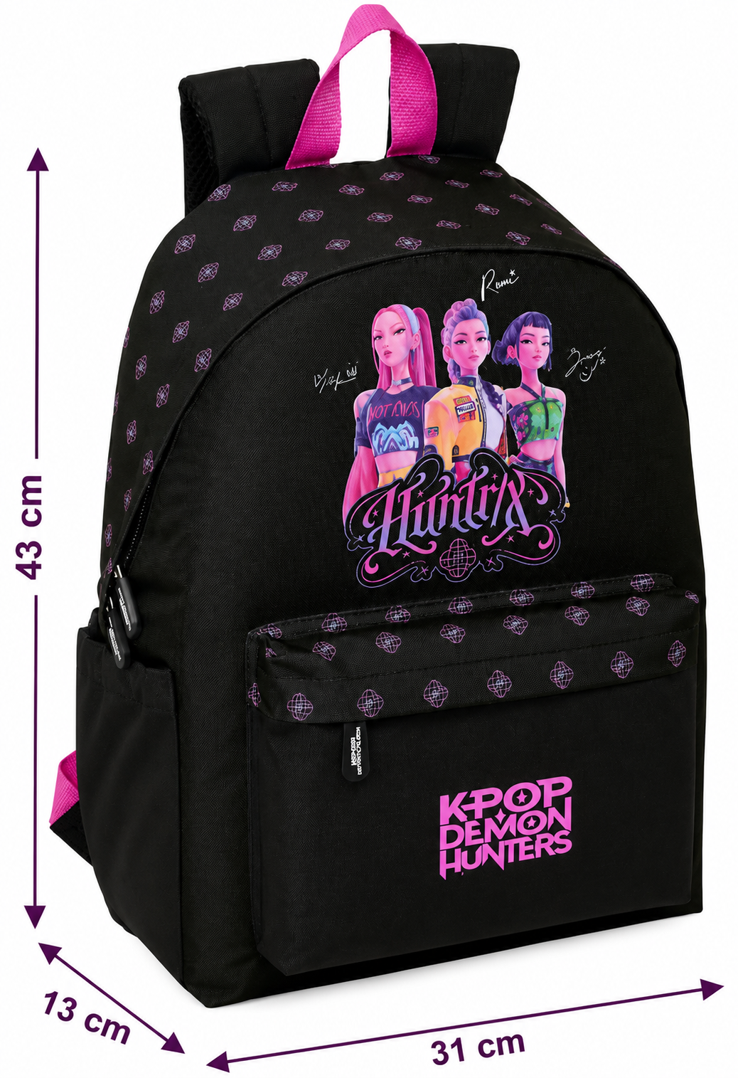 Zaino Scuola Huntrix Kpop Demon Hunters Borsa Modello Americano 43 CM con Tasca Porta Laptop - 8775