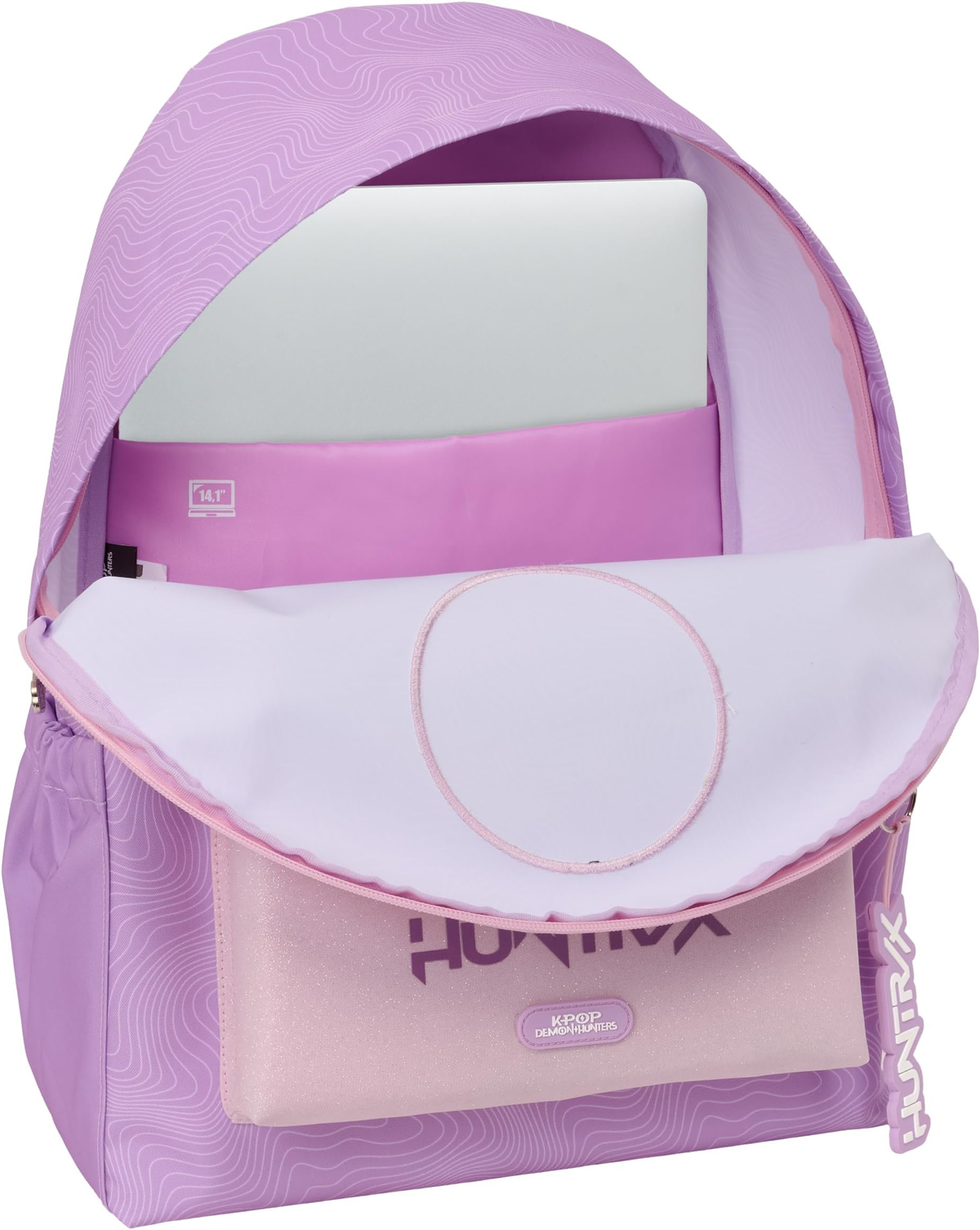 Zaino Scuola Huntrix Kpop Demon Hunters Borsa Modello Americano 43 CM con Tasca Porta Laptop - 7775