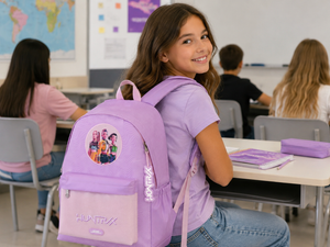 Zaino Scuola Huntrix Kpop Demon Hunters Borsa Modello Americano 43 CM con Tasca Porta Laptop - 7775