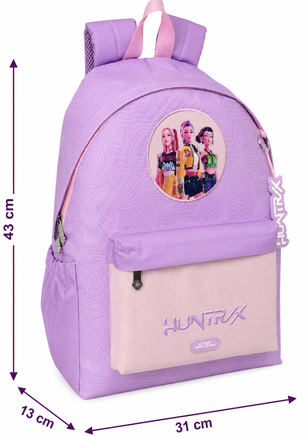 Zaino Scuola Huntrix Kpop Demon Hunters Borsa Modello Americano 43 CM con Tasca Porta Laptop - 7775