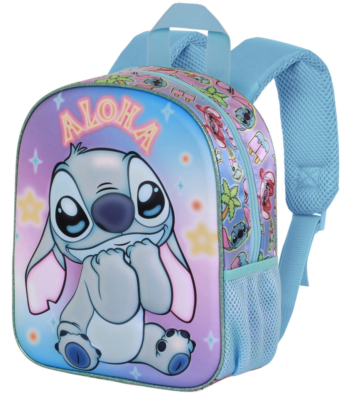Zaino Asilo 3d Stitch DISNEY Borsa 31 CM con Spallacci Imbottiti e Tasca Laterale - 09620