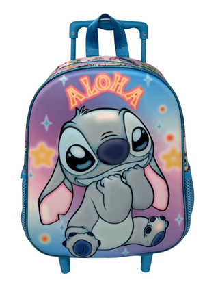 Zaino Asilo Trolley 3d Stitch DISNEY 34 CM con Spallacci e Carrello- 09623
