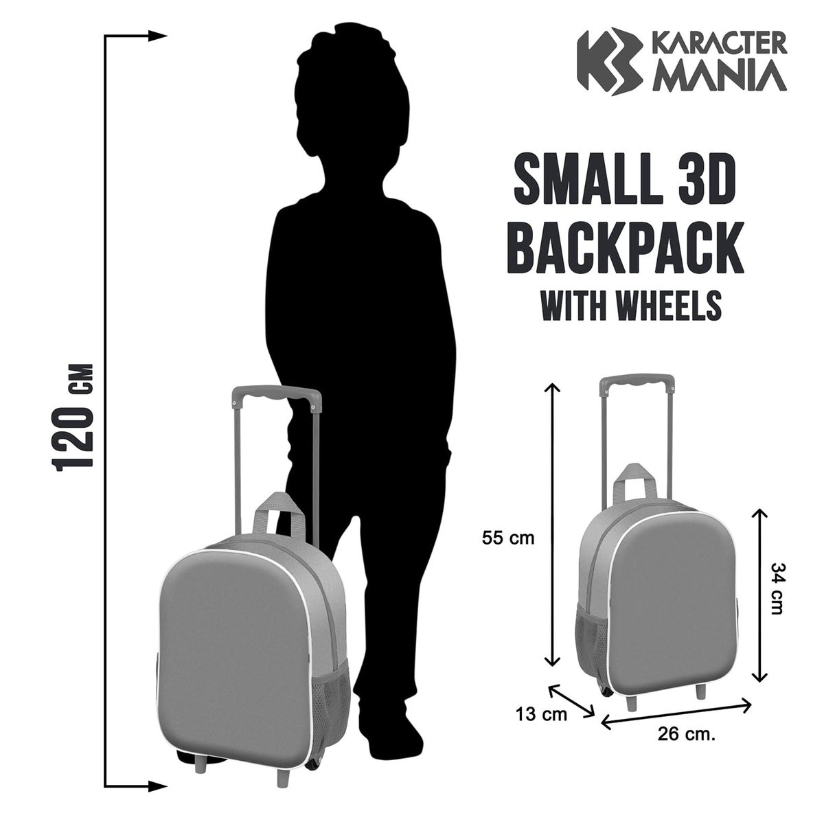 Zaino Asilo Trolley 3d Stitch DISNEY 34 CM con Spallacci e Carrello- 09623