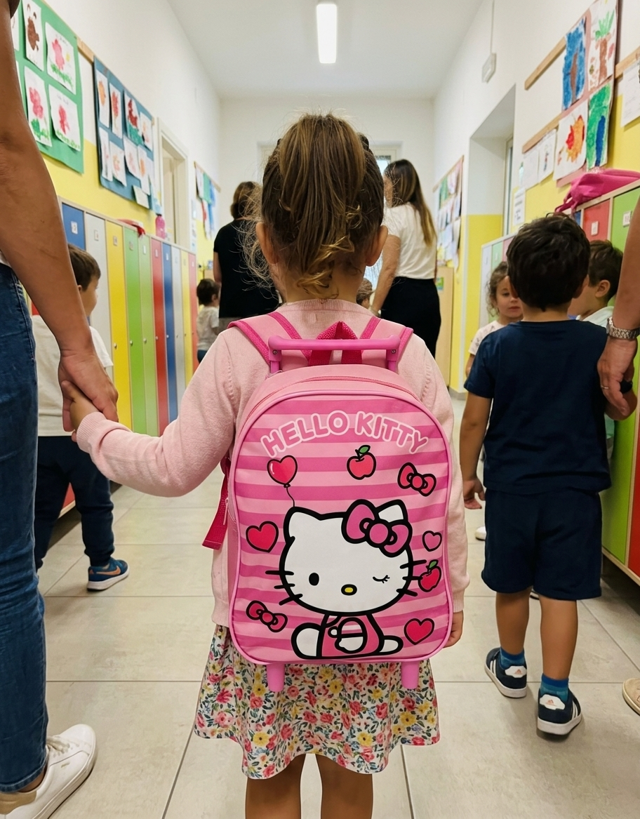 Zaino Asilo Trolley Hello Kitty Sanrio Borsa per Scuola Materna Tempo Libero - 300103