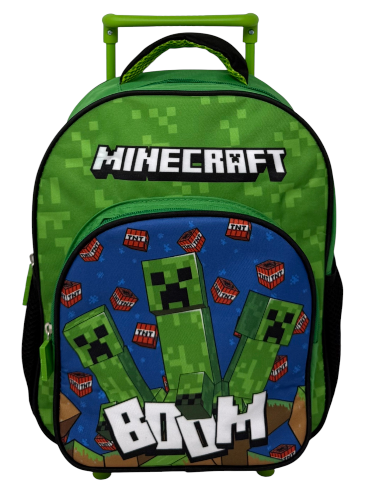 Zaino Asilo Trolley Minecraft con Tasca Frontale 30 Cm. Manico Allungabile - Fu5316