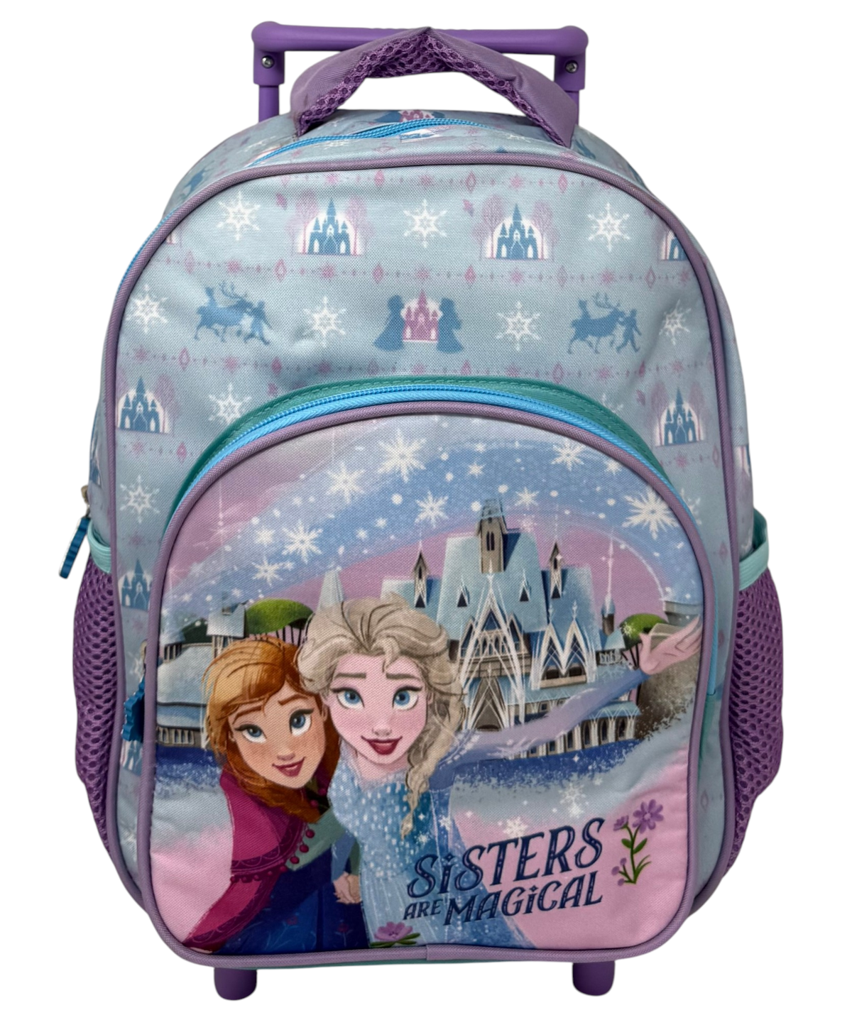 Zaino Asilo Trolley Frozen DISNEY con Tasca Frontale 30 Cm. Manico Allungabile - Sf5323
