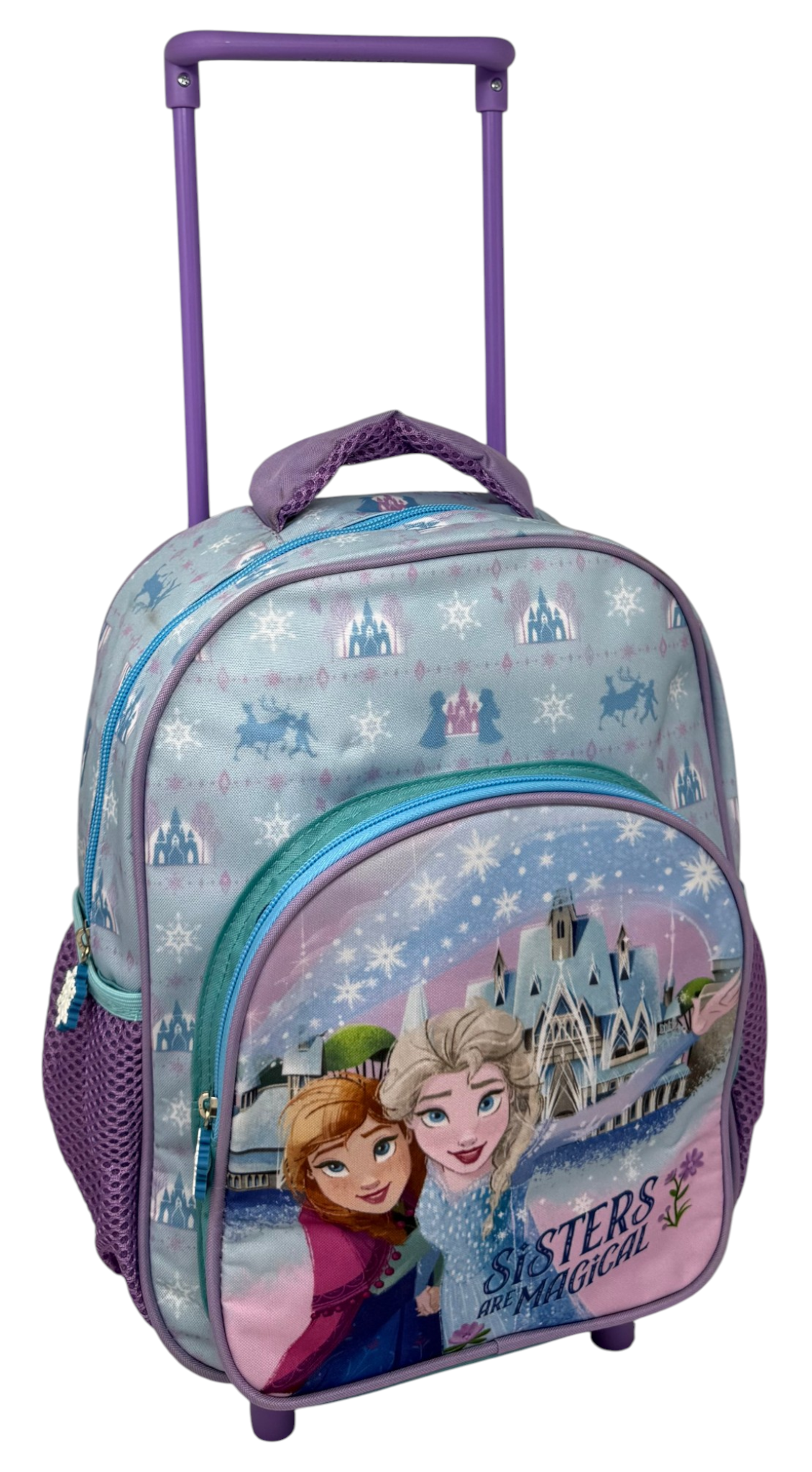 Zaino Asilo Trolley Frozen DISNEY con Tasca Frontale 30 Cm. Manico Allungabile - Sf5323