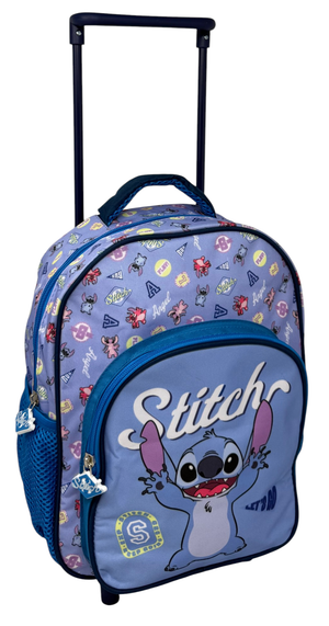 Zaino Asilo Trolley Stitch DISNEY con Tasca Frontale 30 Cm. Manico Allungabile - Sf5293