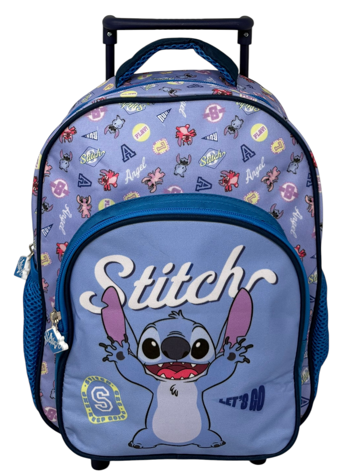 Zaino Asilo Trolley Stitch DISNEY con Tasca Frontale 30 Cm. Manico Allungabile - Sf5293