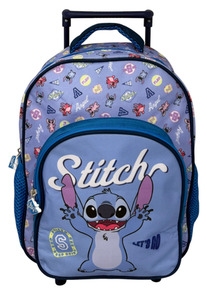 Zaino Asilo Trolley Stitch DISNEY con Tasca Frontale 30 Cm. Manico Allungabile - Sf5293
