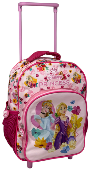 Zaino Asilo Trolley Principesse DISNEY con Tasca Frontale 30 Cm. Manico Allungabile - Sf5347