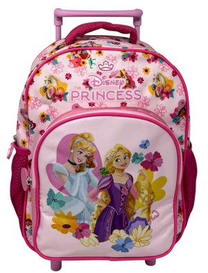 Zaino Asilo Trolley Principesse DISNEY con Tasca Frontale 30 Cm. Manico Allungabile - Sf5347