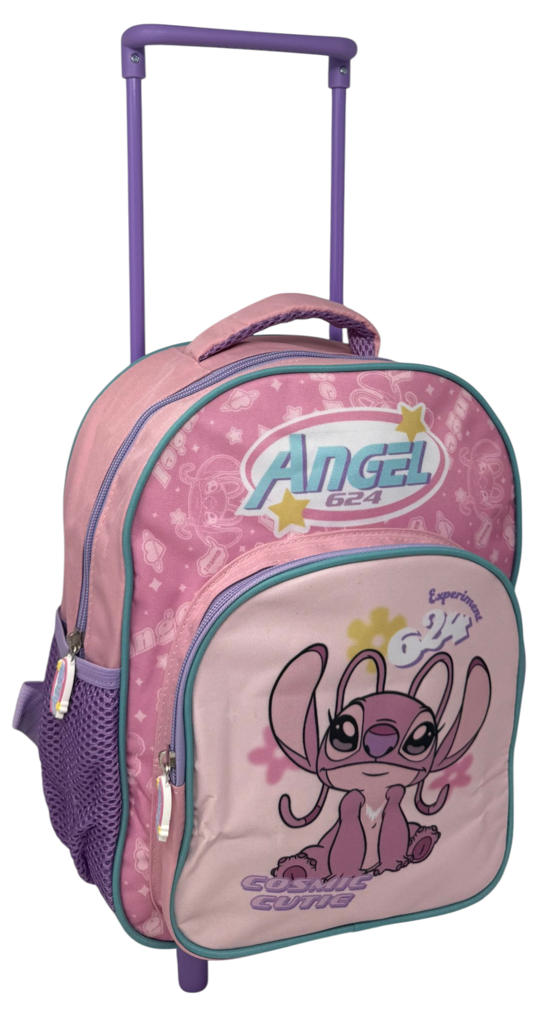 Zaino Asilo Trolley Angel DISNEY con Tasca Frontale 30 Cm. Manico Allungabile - Sf4319