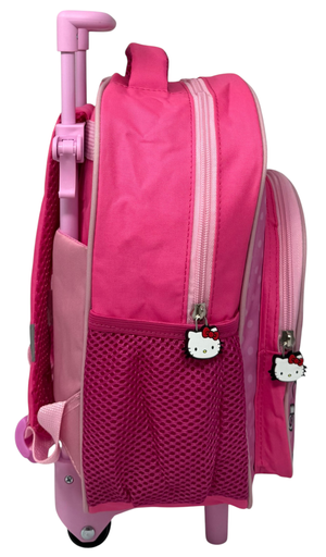 Zaino Asilo Trolley Hello Kitty Sanrio con Tasca Frontale 30 Cm. Manico Allungabile - Sf4326