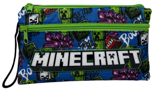 Tombolino Minecraft 3 Scomparti Bustina Astuccio Portacolori 22 CM - Fu3992