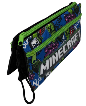 Tombolino Minecraft 3 Scomparti Bustina Astuccio Portacolori 22 CM - Fu3992