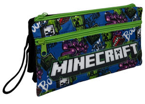 Tombolino Minecraft 3 Scomparti Bustina Astuccio Portacolori 22 CM - Fu3992
