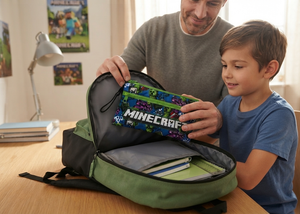 Tombolino Minecraft 3 Scomparti Bustina Astuccio Portacolori 22 CM - Fu3992