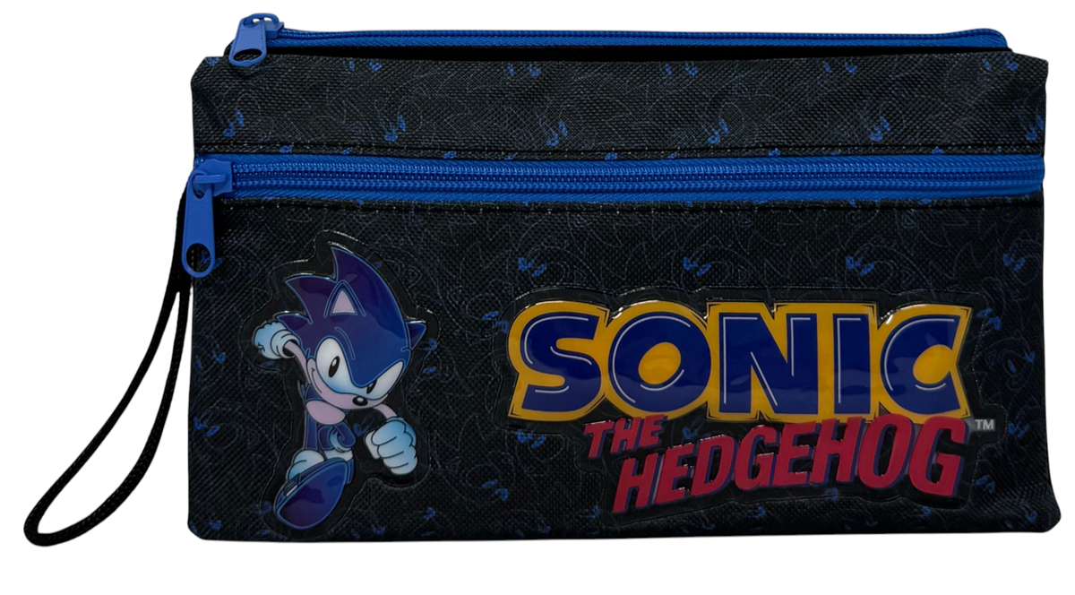 Tombolino Sonic 3 Scomparti Bustina Astuccio Portacolori 22 CM - Fu4005