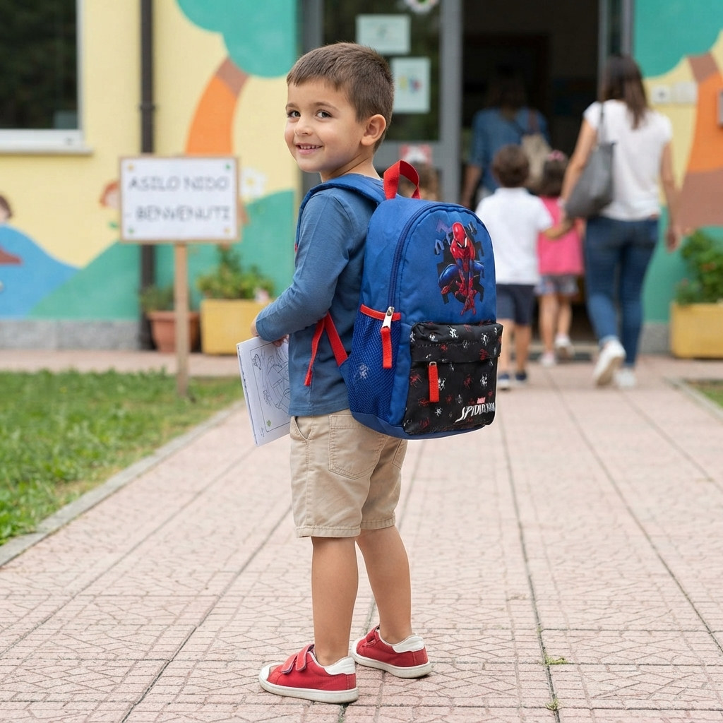 Zaino Asilo Spiderman MARVEL con Tasca Frontale Borsa Passeggio 31 CM - Zh25067