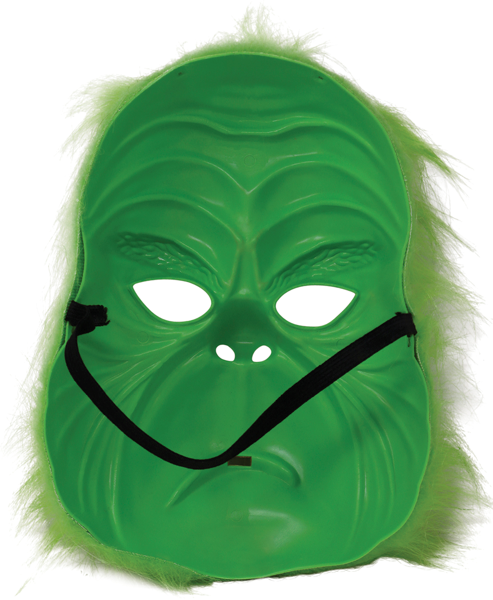 Maschera Folle Verde in PVC con Elastico Accessorio Travestimento Cosplay Grinch - 20103