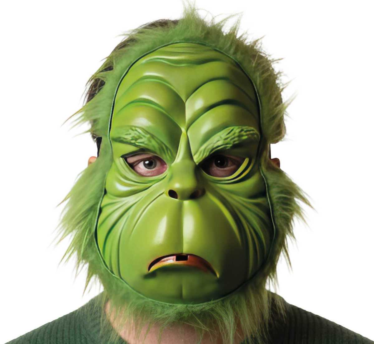 Maschera Folle Verde in PVC con Elastico Accessorio Travestimento Cosplay Grinch - 20103