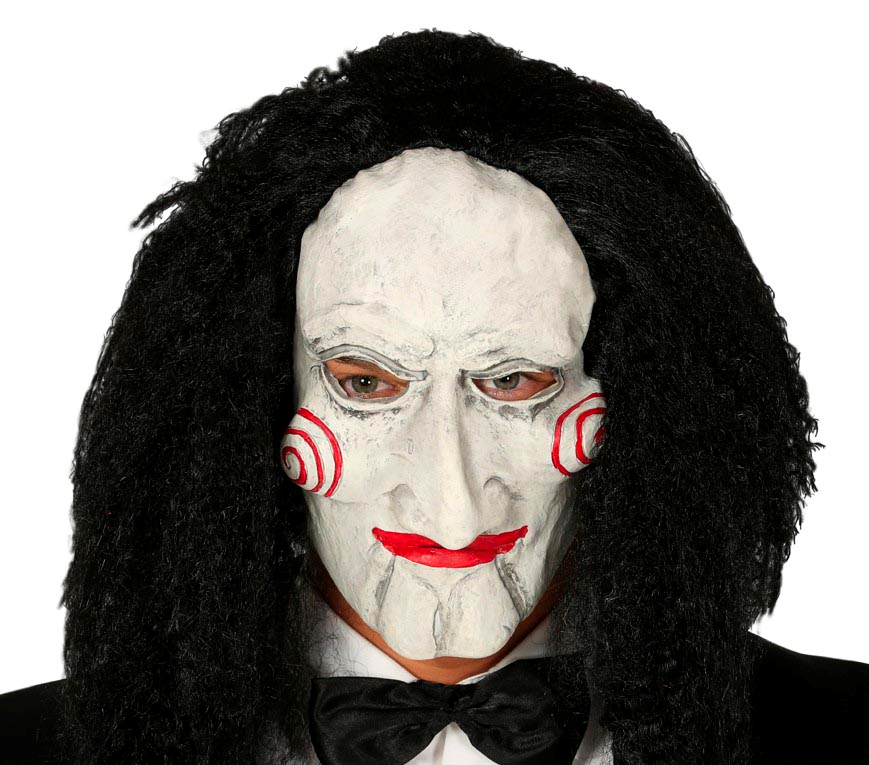 Maschera Marionetta in Lattice con Capelli Adulto Travestimento Halloween Cosplay Saw L'enigmista - 2860