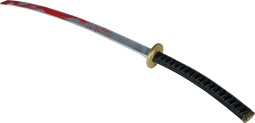 Spada Samurai Giocattolo con Sangue 97 CM Accessorio Travestimento Cosplay Halloween - 19538