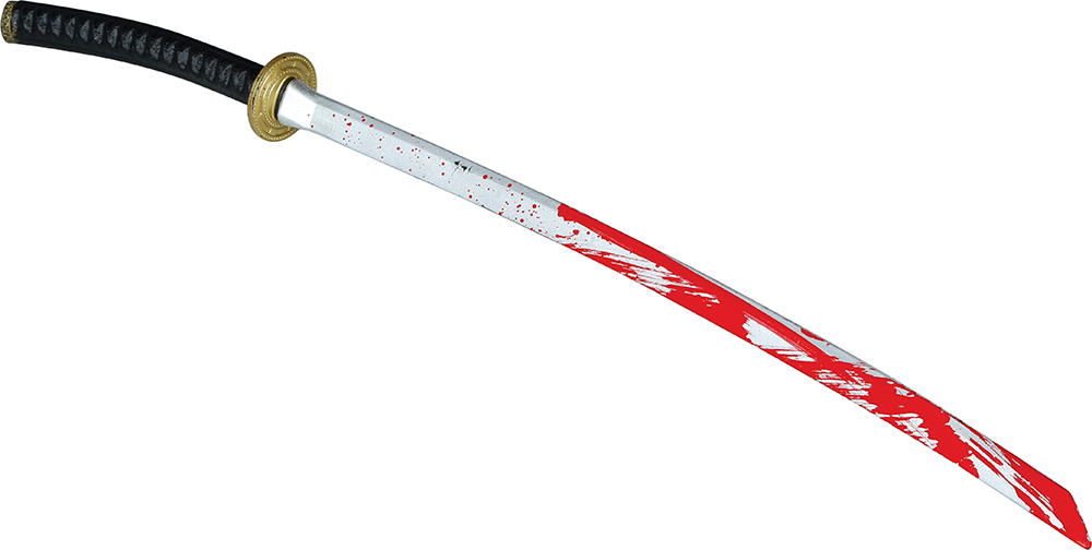 Spada Samurai Giocattolo con Sangue 97 CM Accessorio Travestimento Cosplay Halloween - 19538