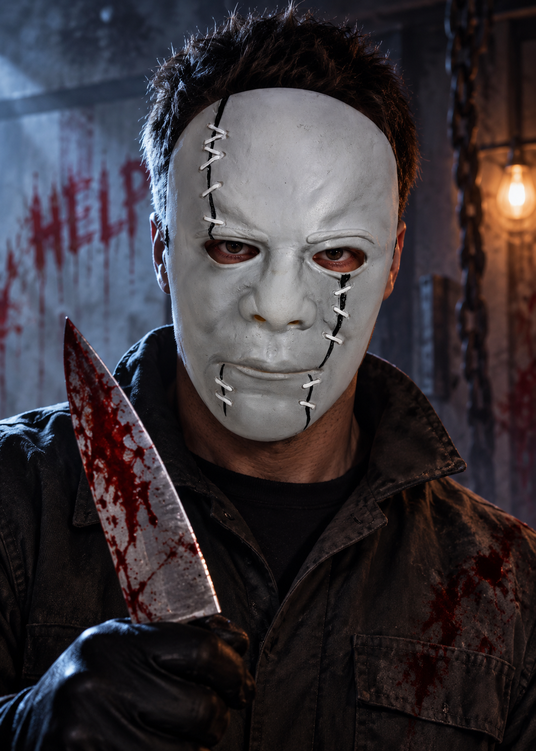 Maschera Assassino in Lattice con Cicatrici Accessorio Travestimento Halloween Cosplay - 20544