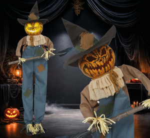 Decorazione Spaventapasseri 190 CM con Base Animato Luci Suoni e Movimento Accessorio Halloween - 29853
