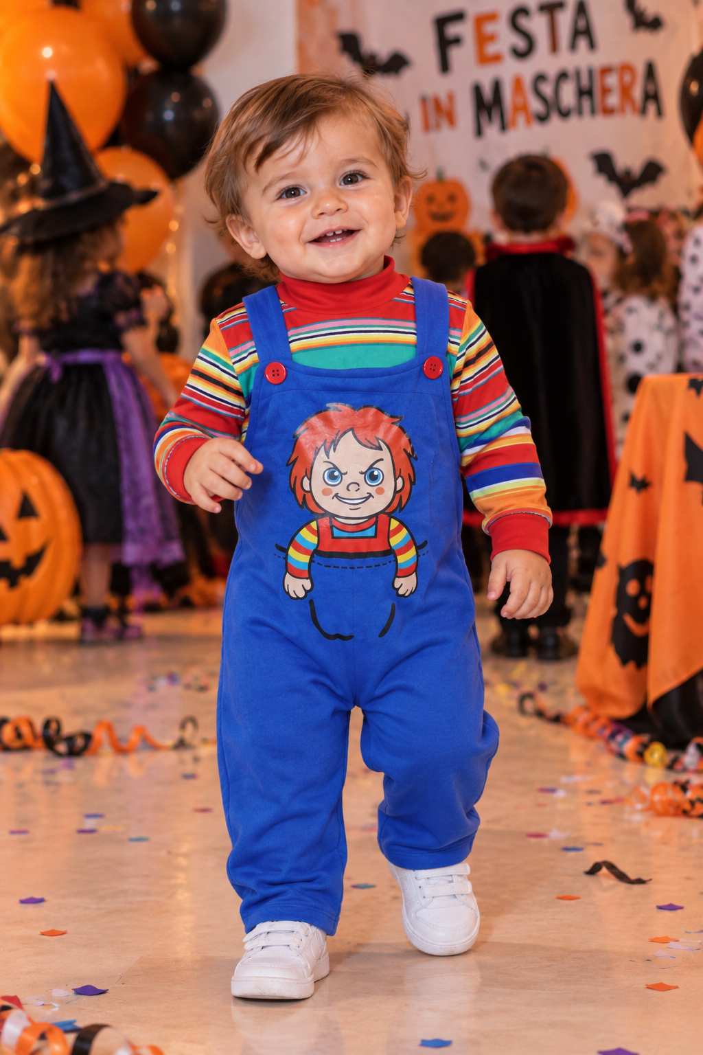 Costume Bambola Malvagia Tuta Intera Travestimento Halloween Carnevale Cosplay Chucky - 7623