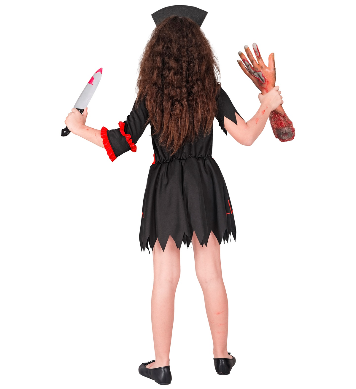 Costume Infermiera Zombie Abito e Copricapo Travestimento Halloween Carnevale Cosplay- 1887