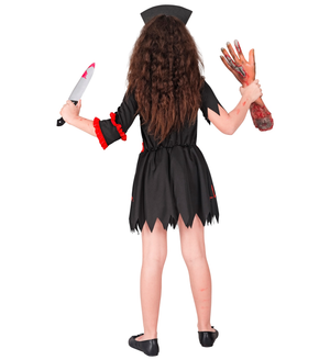 Costume Infermiera Zombie Abito e Copricapo Travestimento Halloween Carnevale Cosplay- 1887