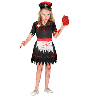 Costume Infermiera Zombie Abito e Copricapo Travestimento Halloween Carnevale Cosplay- 1887