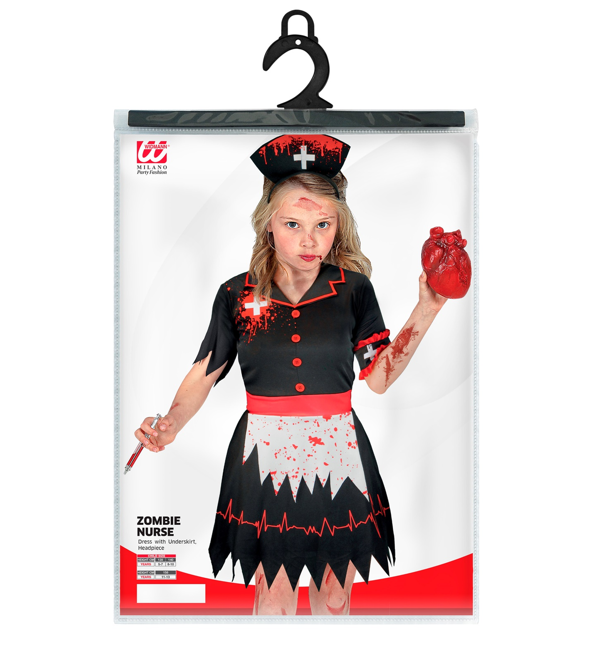 Costume Infermiera Zombie Abito e Copricapo Travestimento Halloween Carnevale Cosplay- 1887
