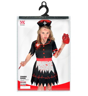 Costume Infermiera Zombie Abito e Copricapo Travestimento Halloween Carnevale Cosplay- 1887