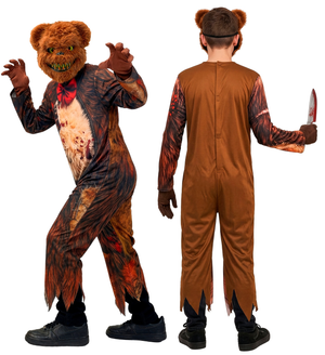 Costume Orso Zombie Tuta e Maschera Travestimento Halloween Carnevale Cosplay- 2197