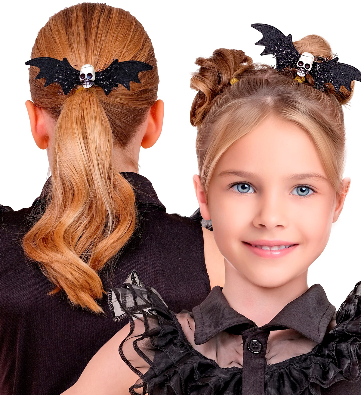 Fermacapelli Teschio Pipistrello Accessori per Travestimento Carnevale Halloween - 65013