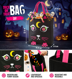 Cestino Dolcetto O Scherzetto Gatto Borsetta Accessorio Travestimento Halloween - 86875