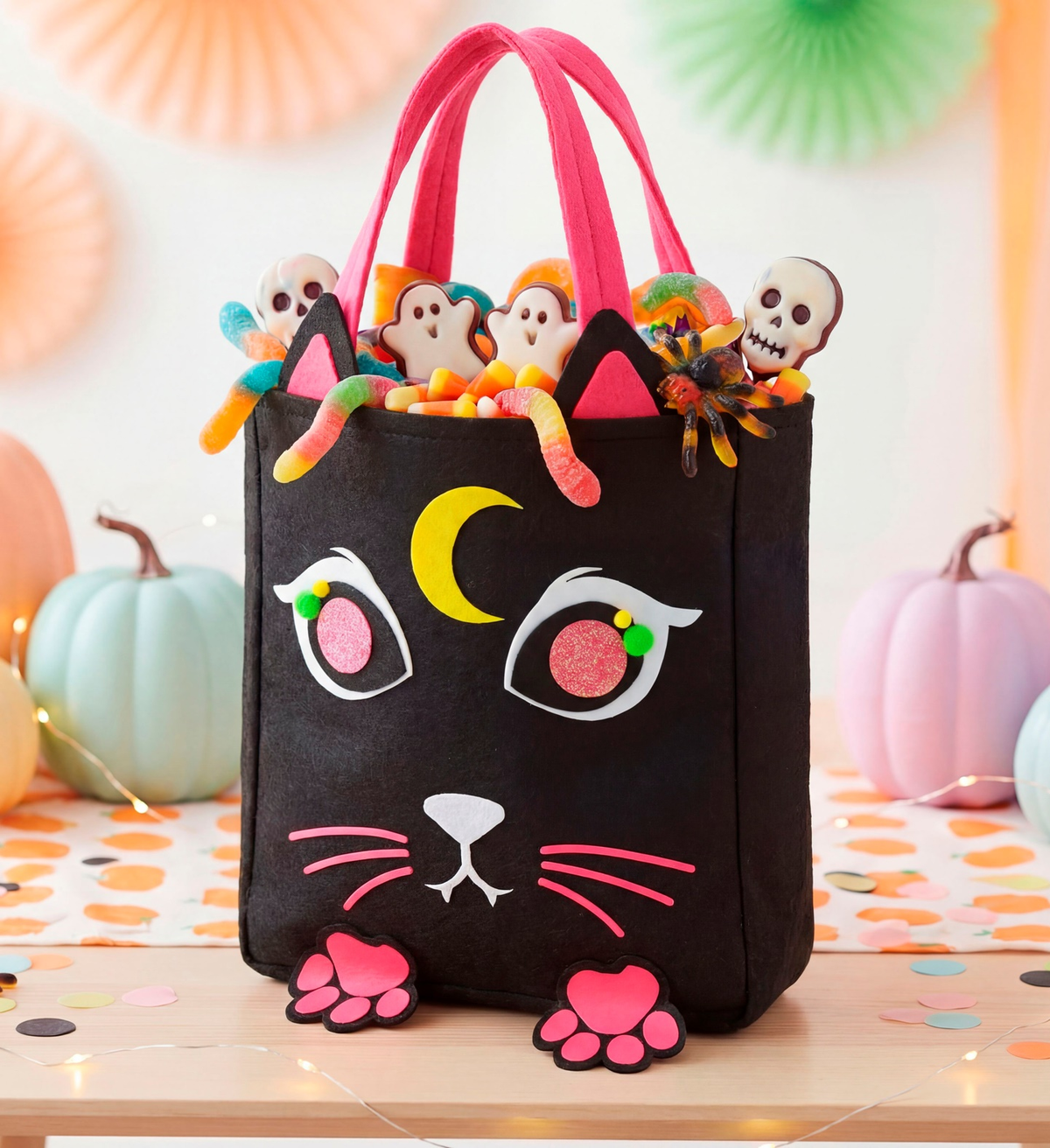 Cestino Dolcetto O Scherzetto Gatto Borsetta Accessorio Travestimento Halloween - 86875