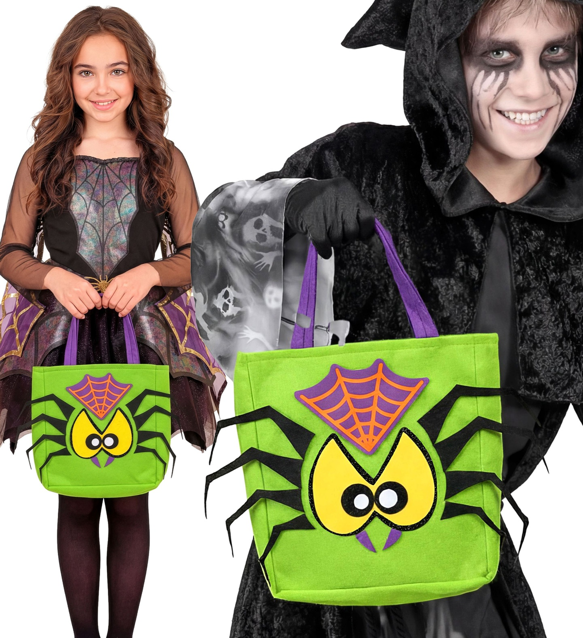 Cestino Dolcetto O Scherzetto Ragno Borsetta Accessorio Travestimento Halloween - 86877