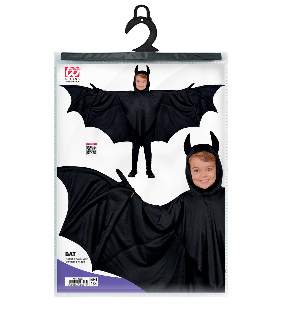 Costume Pipistrello con Ali Modellabili Travestimento Halloween Carnevale Cosplay - 92007