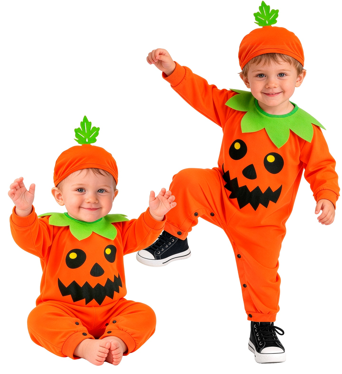 Costume Zucca Tuta e Copricapo Travestimento Halloween Carnevale Cosplay - 9335