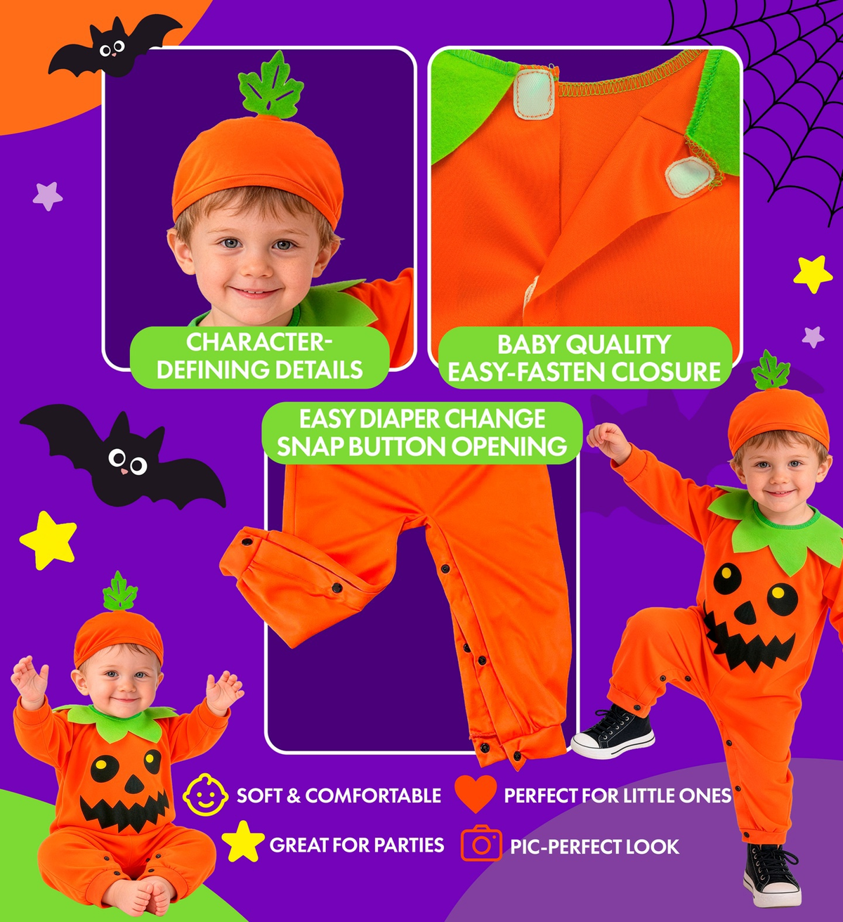 Costume Zucca Tuta e Copricapo Travestimento Halloween Carnevale Cosplay - 9335