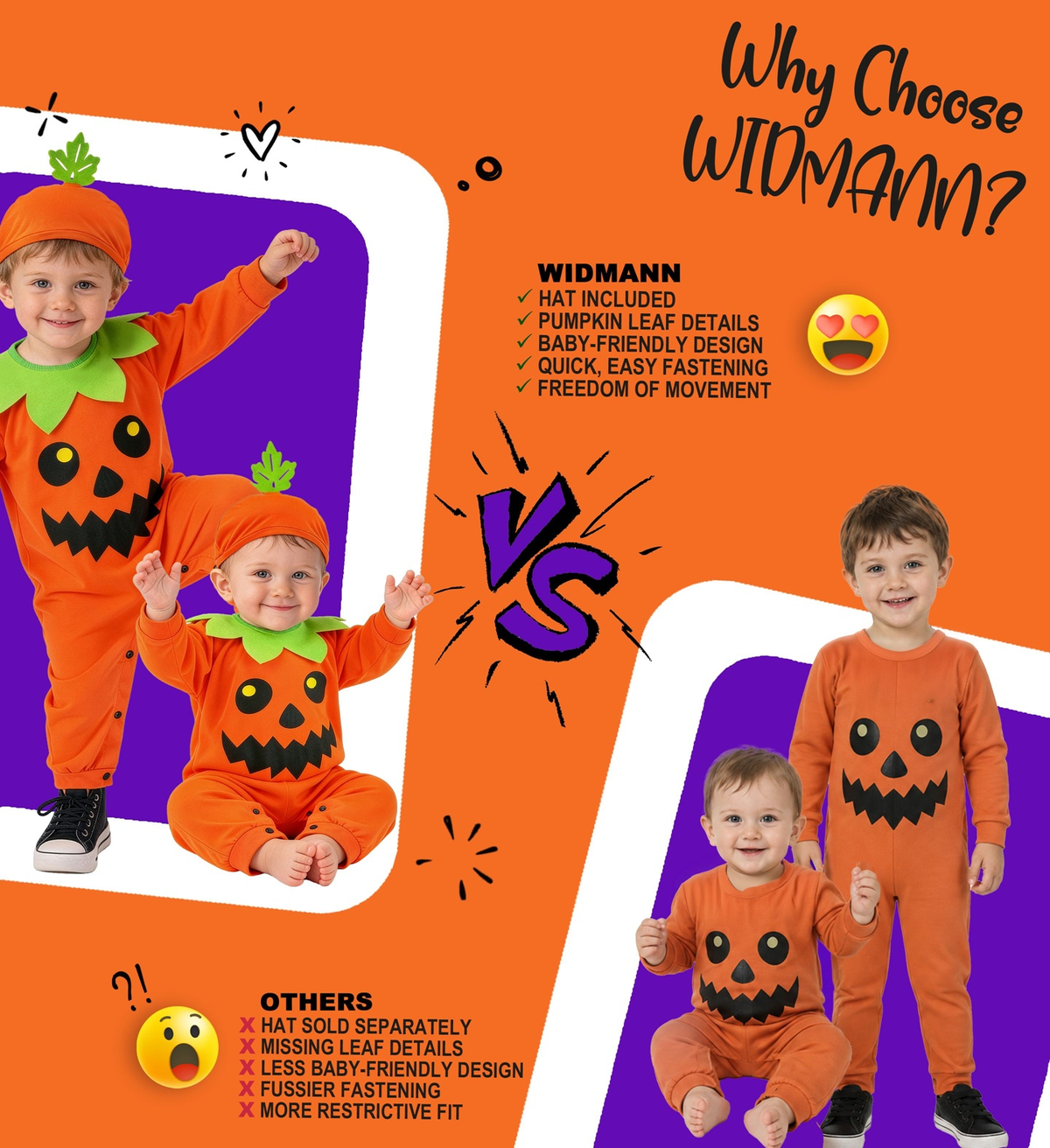 Costume Zucca Tuta e Copricapo Travestimento Halloween Carnevale Cosplay - 9335